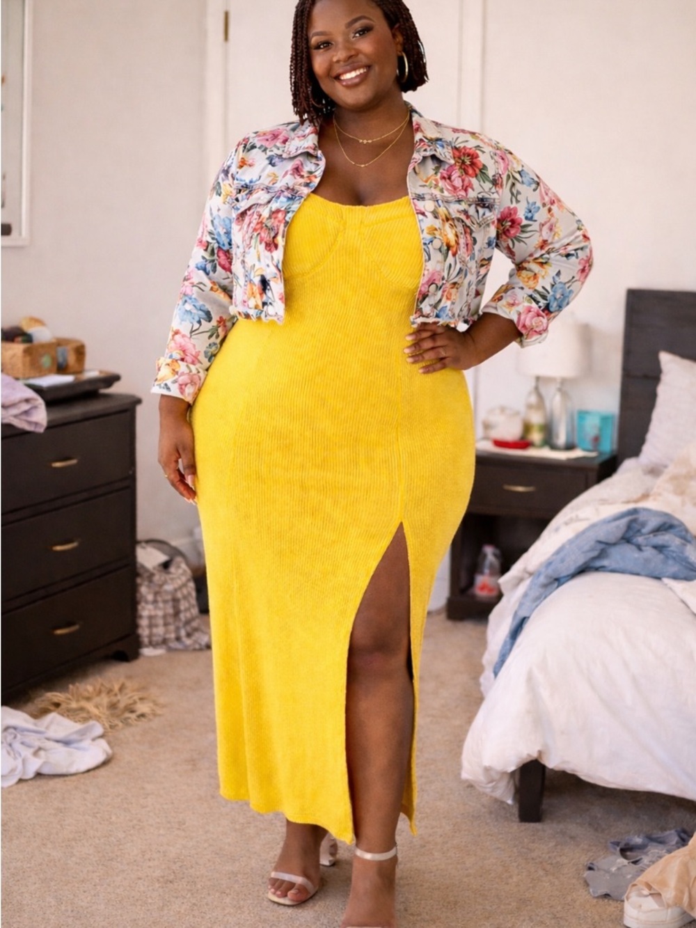 Marshalls Yellow Dress with Front Slit - Picture 2 of 7